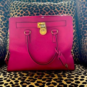 EUC Hot Pink Michael Kors Hamilton Satchel